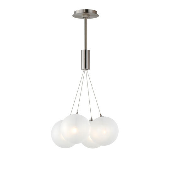 Burst - Multiple Light LED Pendant in Satin Nickel with White Glass by ET2 Lighting