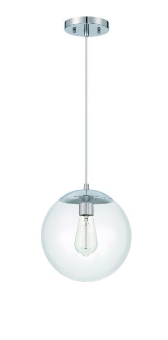 Steel Frame with Glass Globe Single Pendant in Chrome with Clear Glass by Craftmade