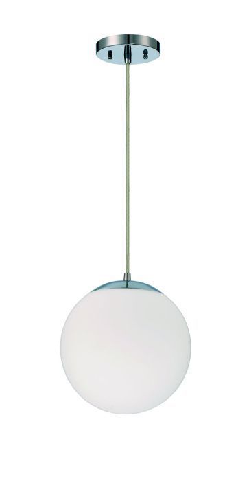 Steel Frame with Glass Globe Single Pendant in Chrome with Frost White Glass by Craftmade