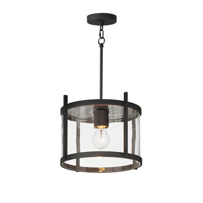 Black Frame with Clear Drum Glass Shade Pendant / Semi Flush Mount