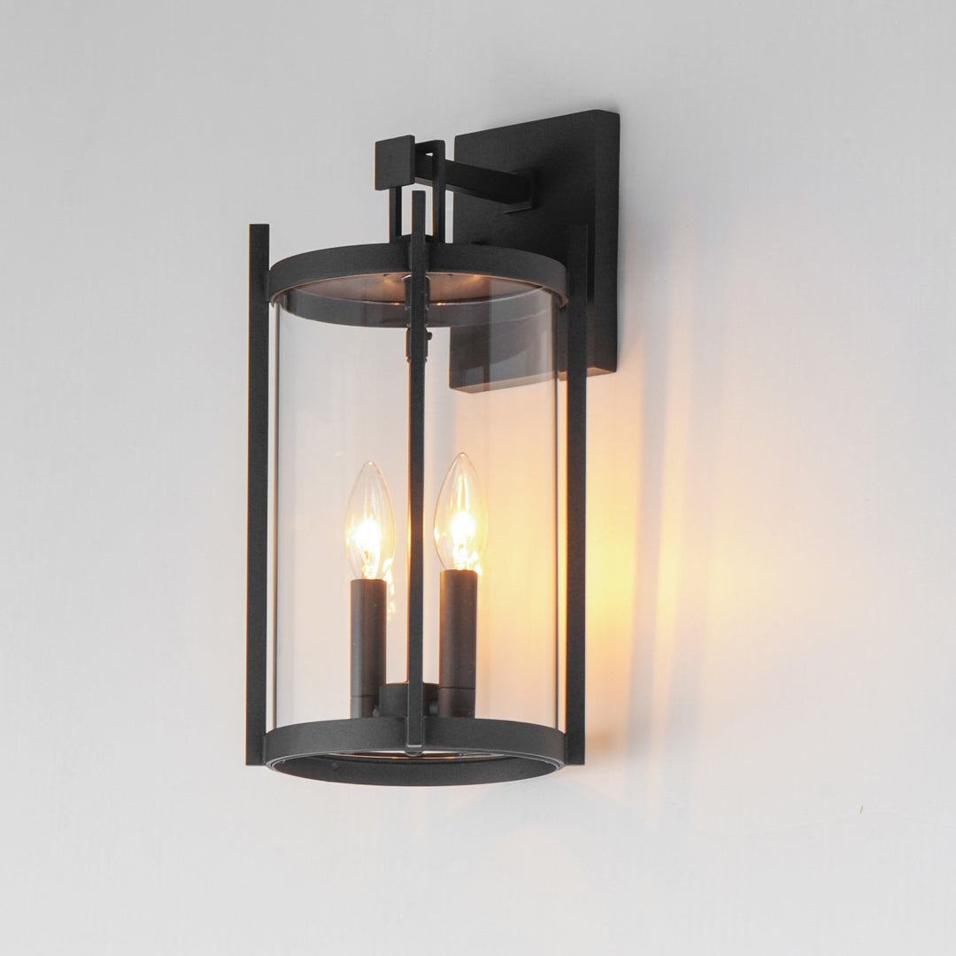 Black Frame with Clear Cylindrical Glass Shade Wall Sconce