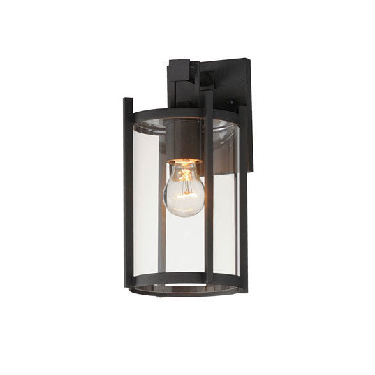Black Frame with Clear Cylindrical Glass Shade Wall Sconce