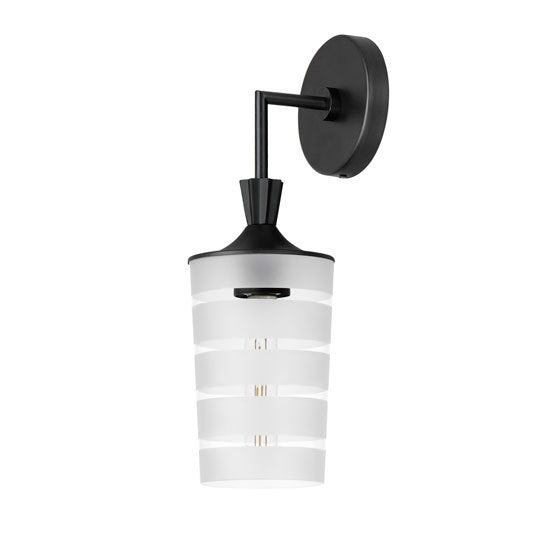 Black Frame with Tapered Cylinder Glass Shade Outdoor Wall Sconce