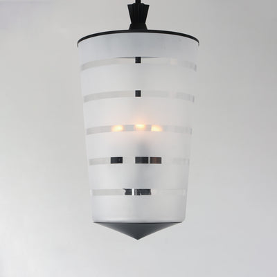 Black Frame with Tapered Cylinder Glass Shade Outdoor Pendant