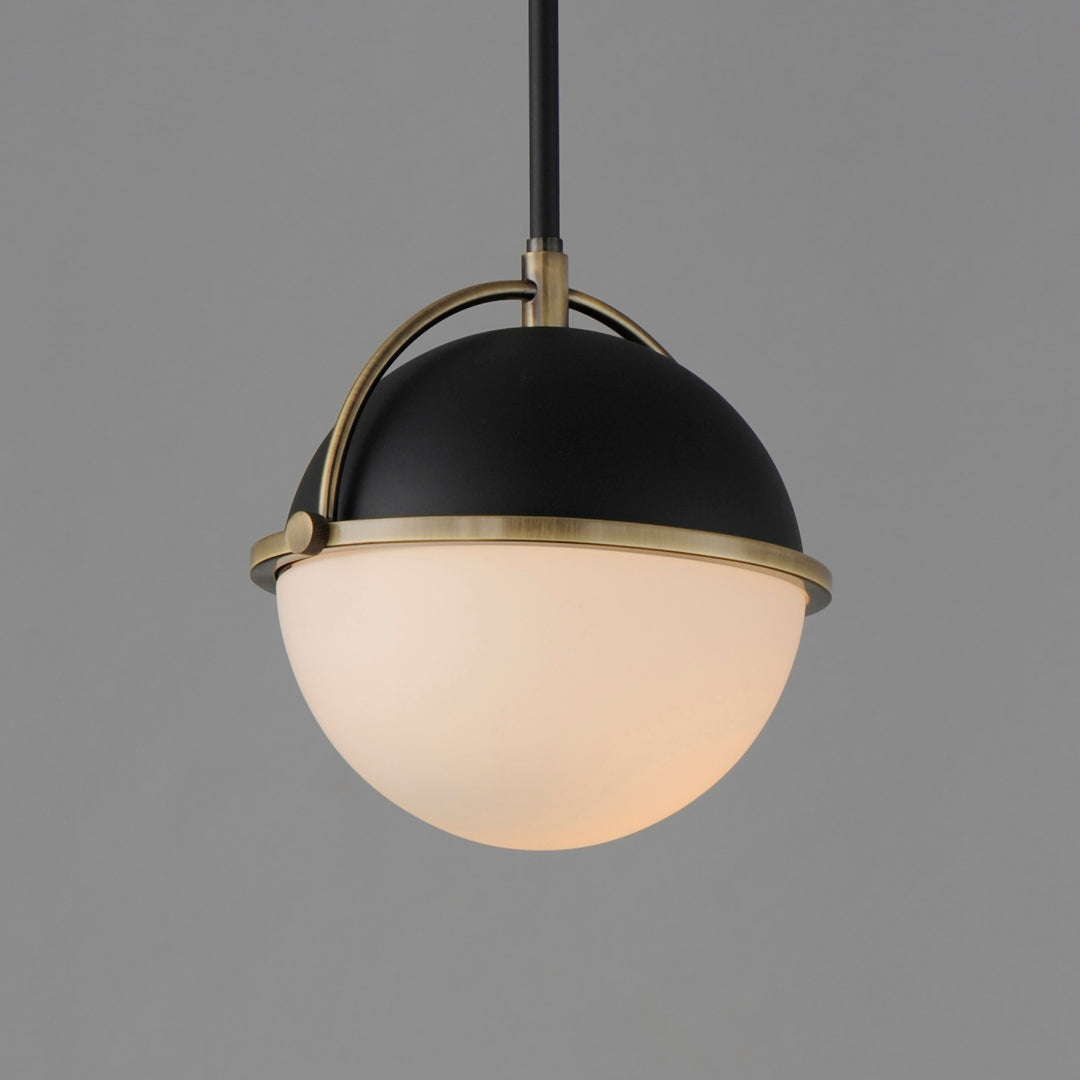 Steel Frame with Satin White Glass Globe Shade Pendant