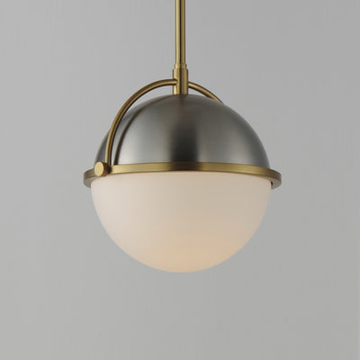 Steel Frame with Satin White Glass Globe Shade Pendant