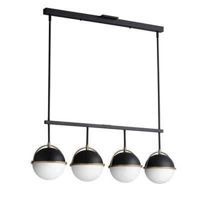 Steel Frame with Satin White Glass Globe Shade Linear Pendant