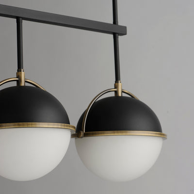 Steel Frame with Satin White Glass Globe Shade Linear Pendant