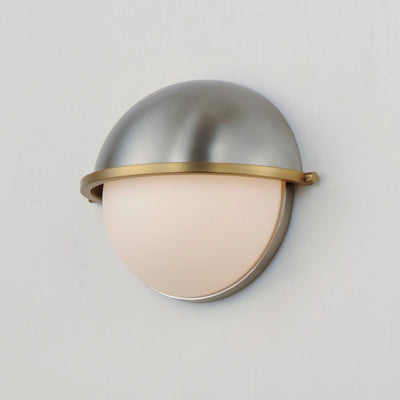Steel Frame with Satin White Glass Globe Shade Wall Sconce