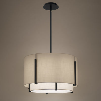 LED Black Frame with Double Fabric Shade Pendant