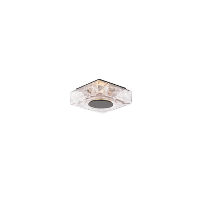 LED Black Frame with Hammered Glass Diffuser Square Outdoor Flush Mount