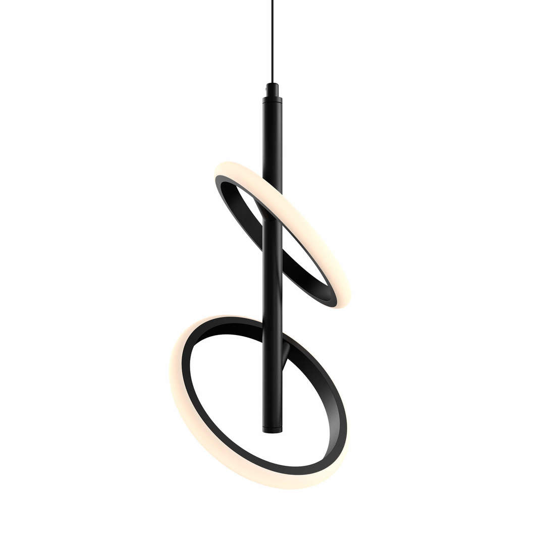 LED Black Double Ring Frame with Acrylic Diffuser Pendant