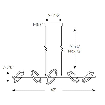 LED Steel Ring Frames with Acrylic Diffuser Linear Chandelier