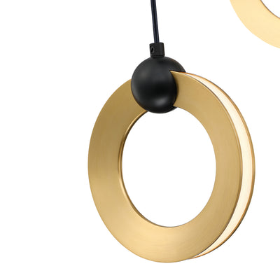 LED Black and Brass Ring Frame with Acrylic Diffuser Pendant / Chandelier