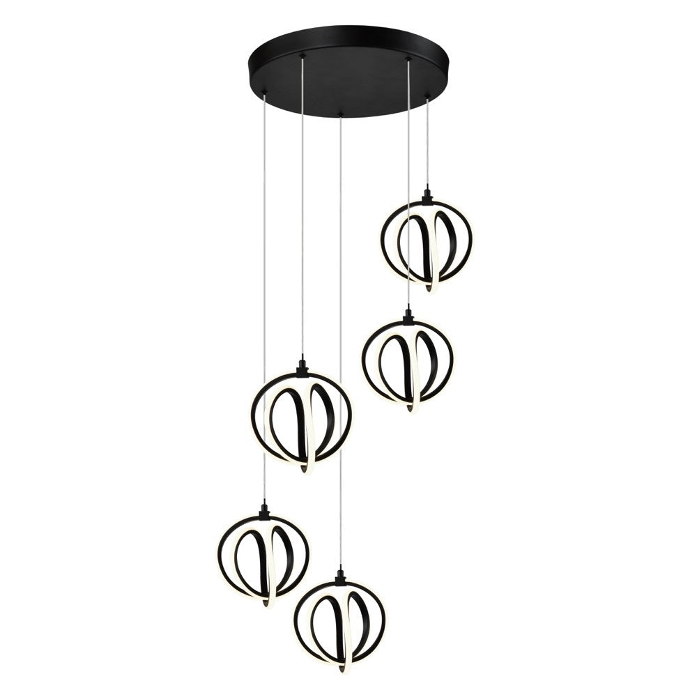 LED Black Circular Frame with Acrylic Diffuser Linear Chandelier
