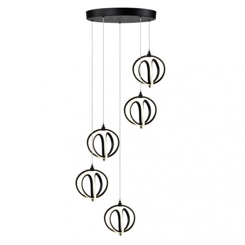 LED Black Circular Frame with Acrylic Diffuser Linear Chandelier