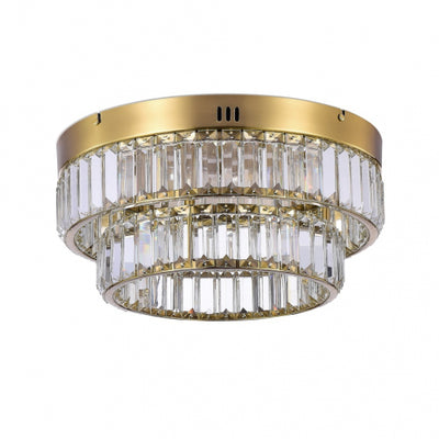LED Steel Ring Frame with Clear Crystal 2 Tier Flush Mount