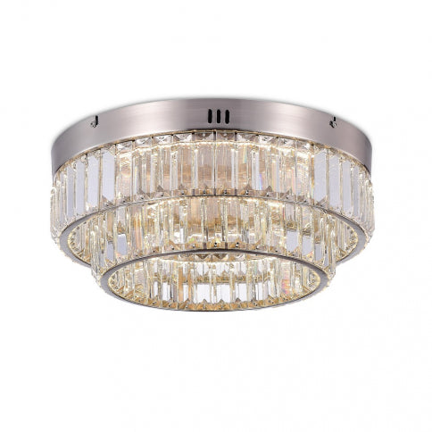 LED Steel Ring Frame with Clear Crystal 2 Tier Flush Mount