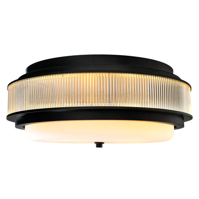 Steel Round Frame with Crystal Rods and Frosted Glass Diffuser Flush Mount