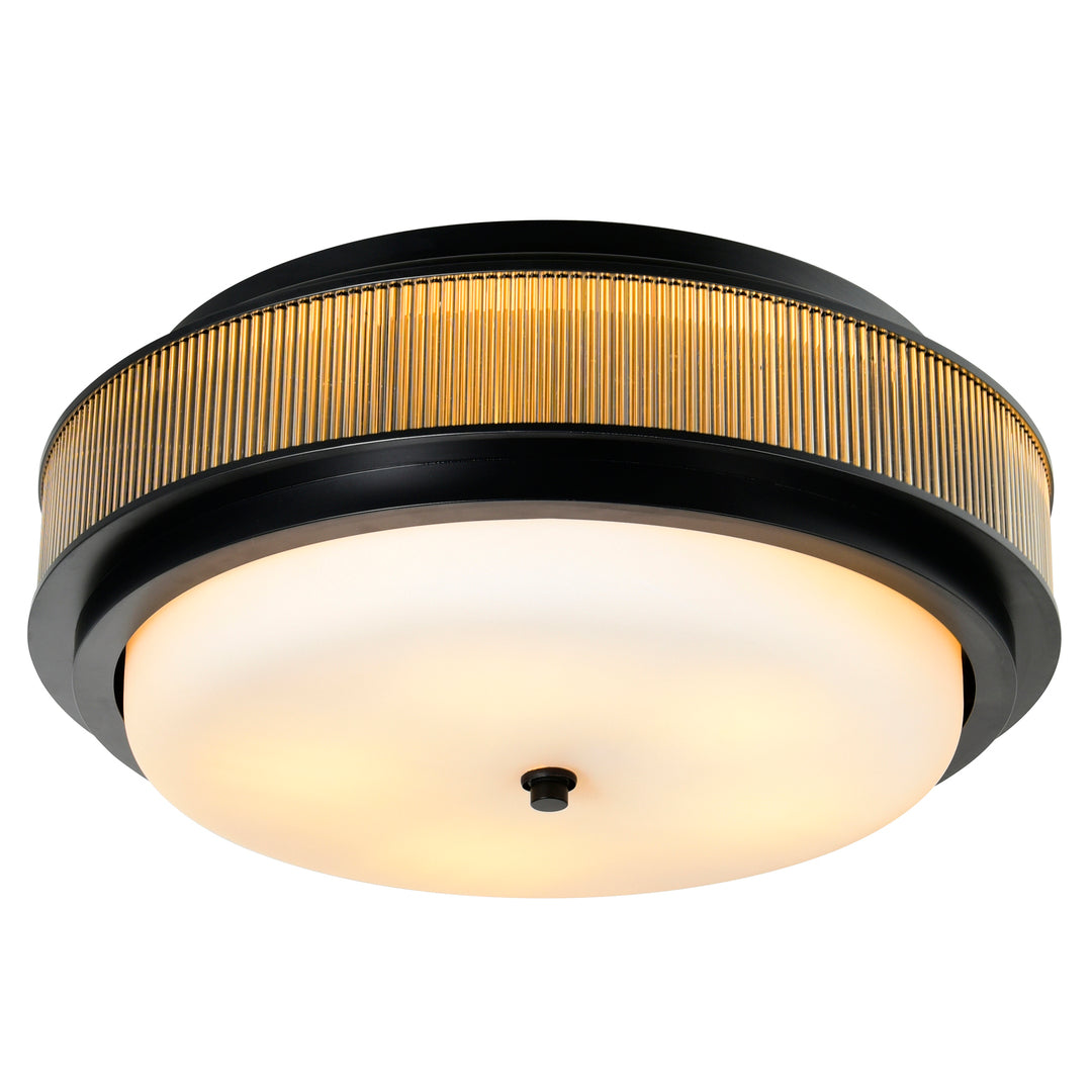 Steel Round Frame with Crystal Rods and Frosted Glass Diffuser Flush Mount