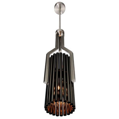 Satin Nickel with Pearl Black Tube Frame Pendant