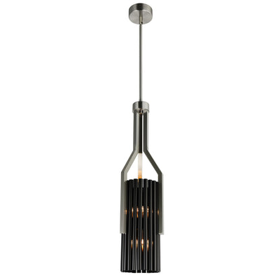 Satin Nickel with Pearl Black Tube Frame Pendant