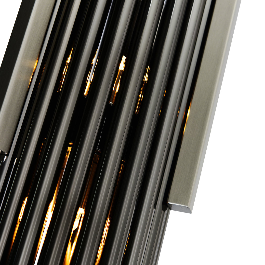 Satin Nickel with Pearl Black Tube Frame Pendant