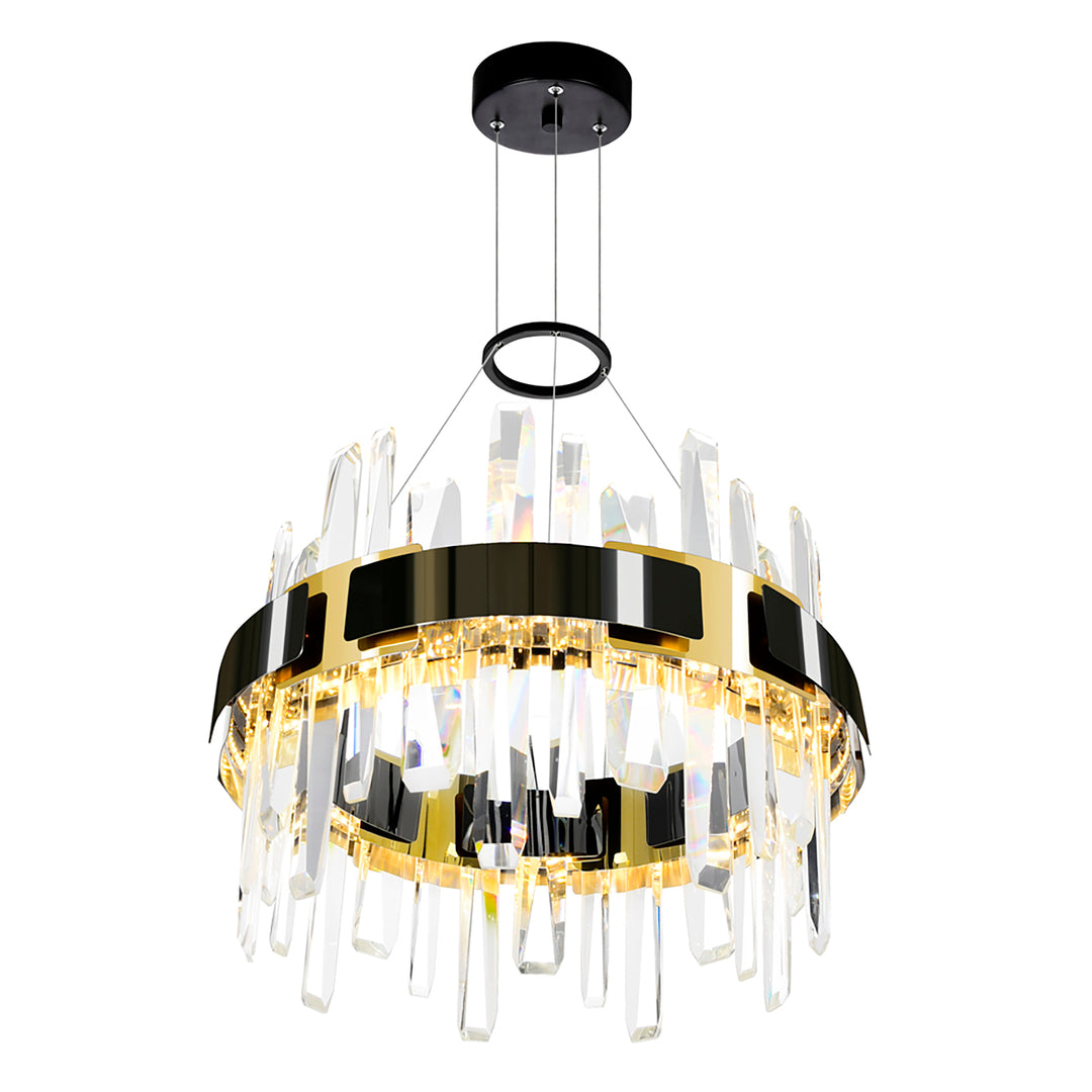 LED Brass and Pearl Black Frame with Cyrstal Rod Pendant / Chandelier