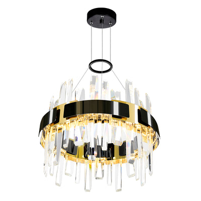 LED Brass and Pearl Black Frame with Cyrstal Rod Pendant / Chandelier