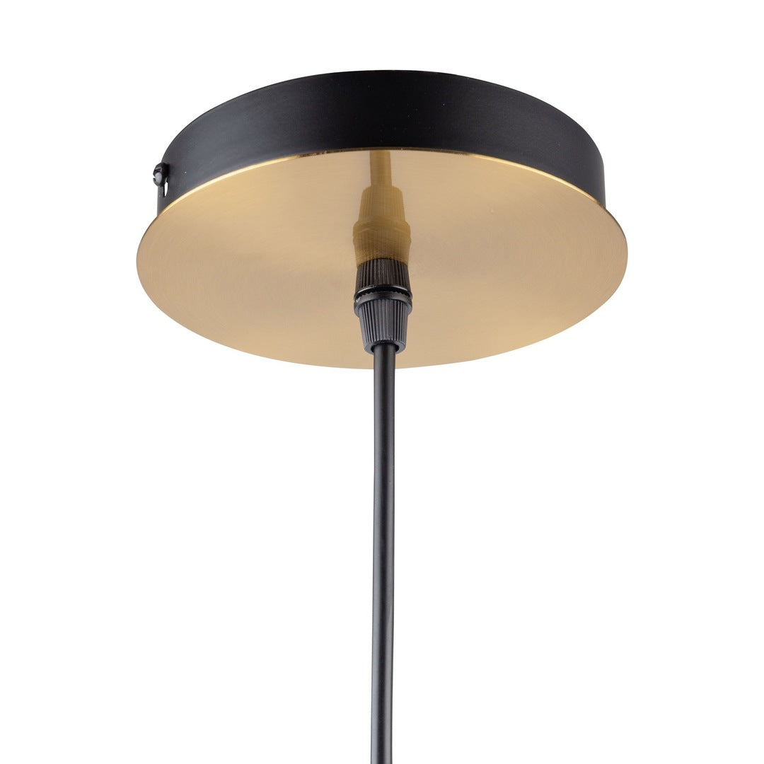 Matte Black and Brass Finish with Clear Glass Globe Pendant