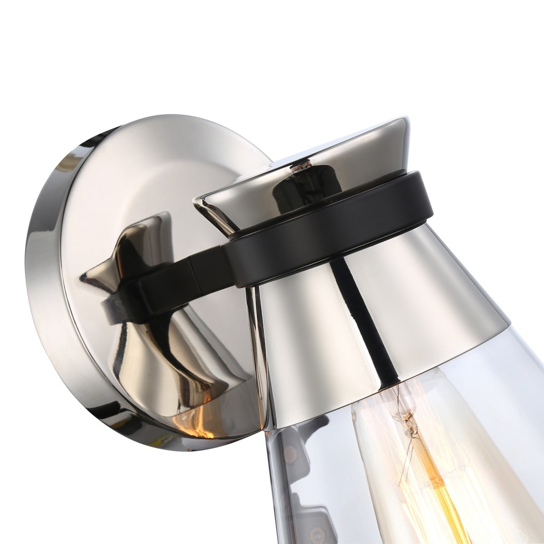 Steel Frame with Clear Conical Glass Shade Wall Sconce