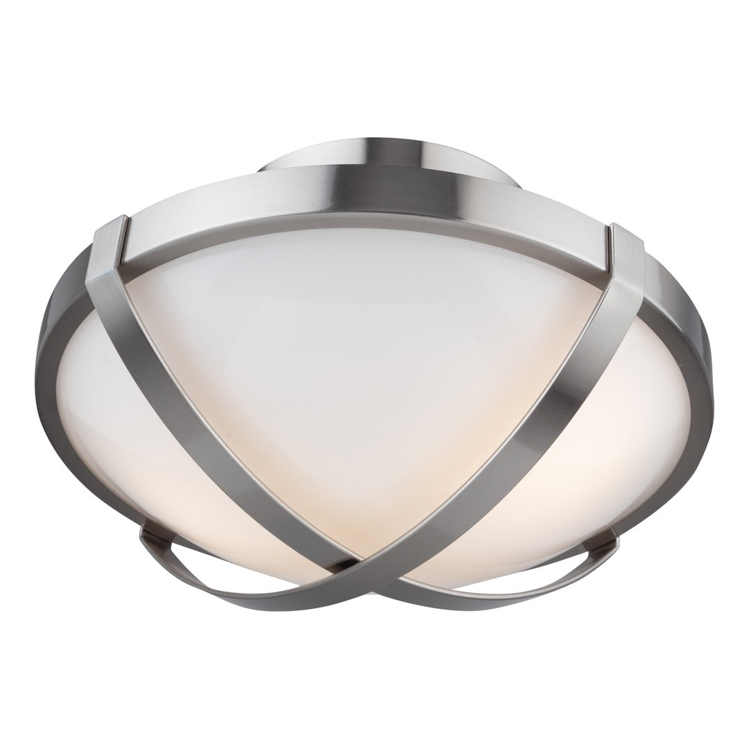 Steel Cross Strap Frame with Opal Glass Shade Flush Mount