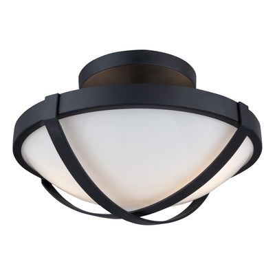 Steel Cross Strap Frame with Opal Glass Shade Flush Mount