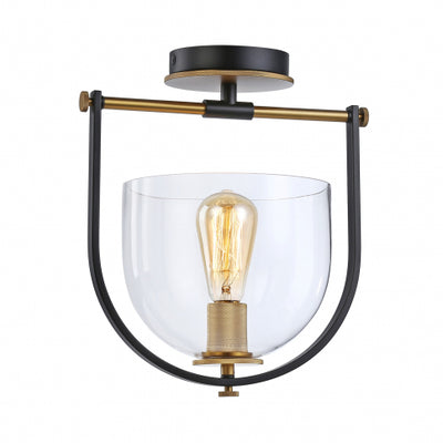 Steel Frame with Clear Glass Shade Semi Flush Mount