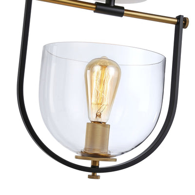 Steel Frame with Clear Glass Shade Semi Flush Mount