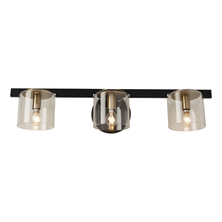 Black and Brass Frame with Cylindrical Glass Shade Vanity Light