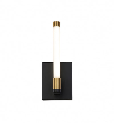 LED Black and Brass Frame with Cylindrical White Diffuser Wall Sconce