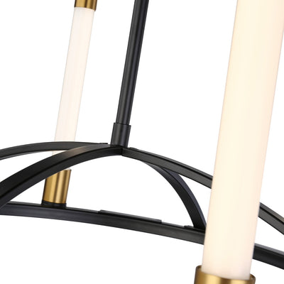 Black and Brass Frame with Cylindrical White Diffuser Chandelier