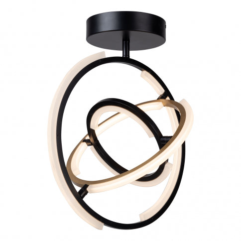 LED Black and brass Orbit Frame with Acrylic Diffuser Adjustable Semi Flush Mount