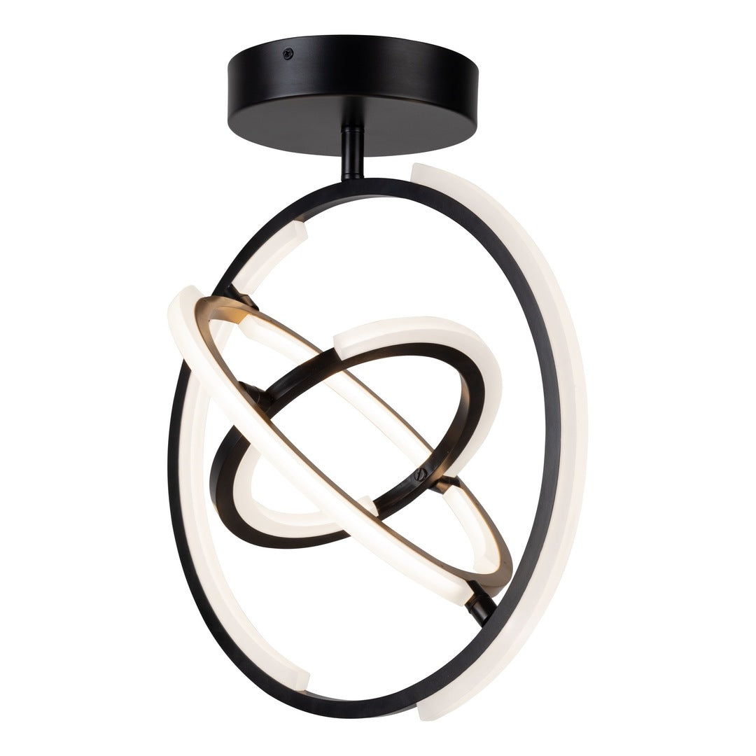 LED Black and brass Orbit Frame with Acrylic Diffuser Adjustable Semi Flush Mount
