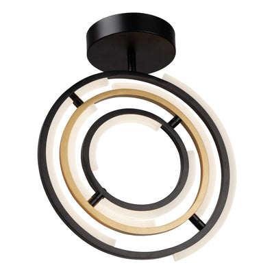 LED Black and brass Orbit Frame with Acrylic Diffuser Adjustable Semi Flush Mount