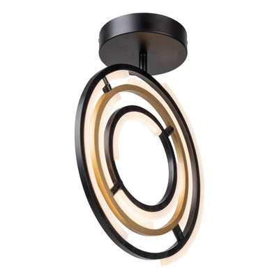 LED Black and brass Orbit Frame with Acrylic Diffuser Adjustable Semi Flush Mount