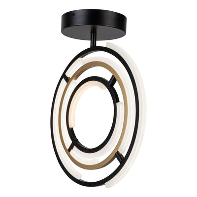 LED Black and brass Orbit Frame with Acrylic Diffuser Adjustable Semi Flush Mount