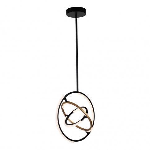 LED Black and brass Orbit Frame with Acrylic Diffuser Adjustable Pendant / Chandelier