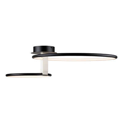 LED Black with Brushed Nickel Double Ring Frame with Acrylic Diffuser Semi Flush Mount