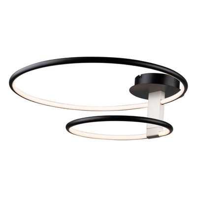 LED Black with Brushed Nickel Double Ring Frame with Acrylic Diffuser Semi Flush Mount