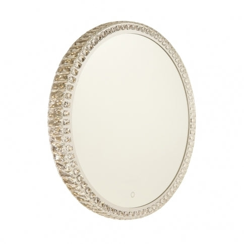 LED Chrome Frame with Crystal Round Mirror