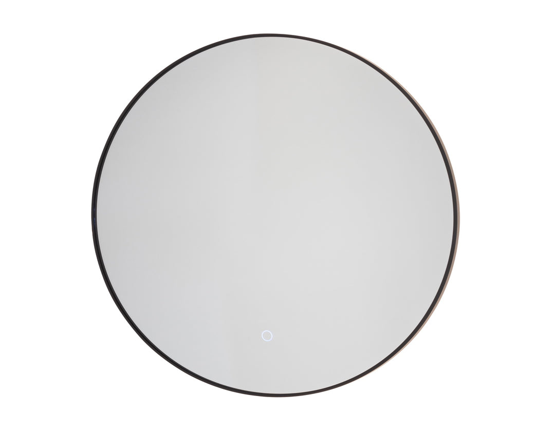 LED Matte Black Frame Round Mirror