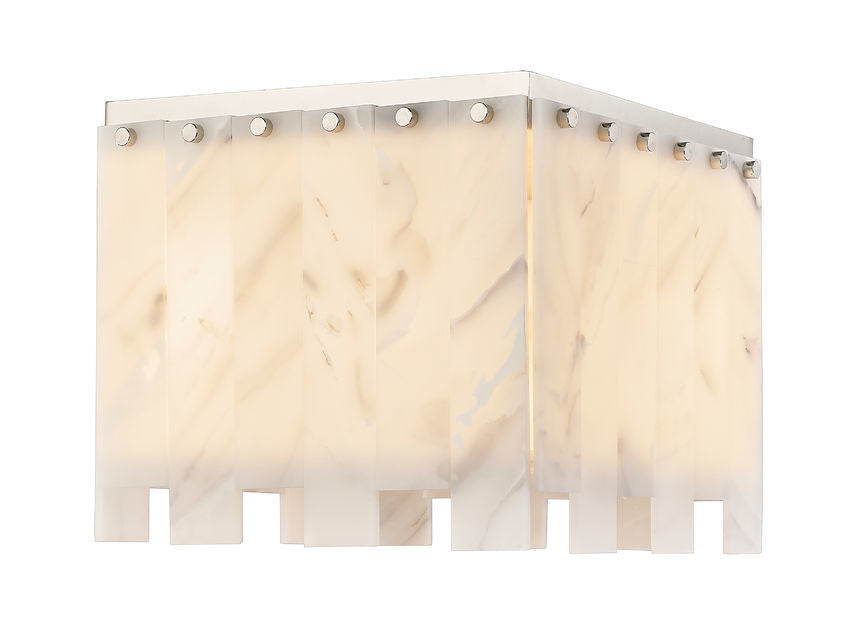 Steel Square Frame with Alabaster Diffuser Flush Mount