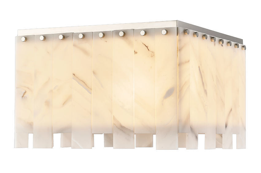 Steel Square Frame with Alabaster Diffuser Flush Mount